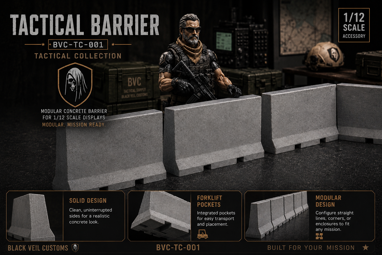 Tactical Barrier System - Long Barrier |1/12 Scale
