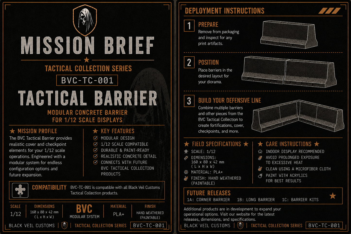 Tactical Barrier System - Long Barrier |1/12 Scale