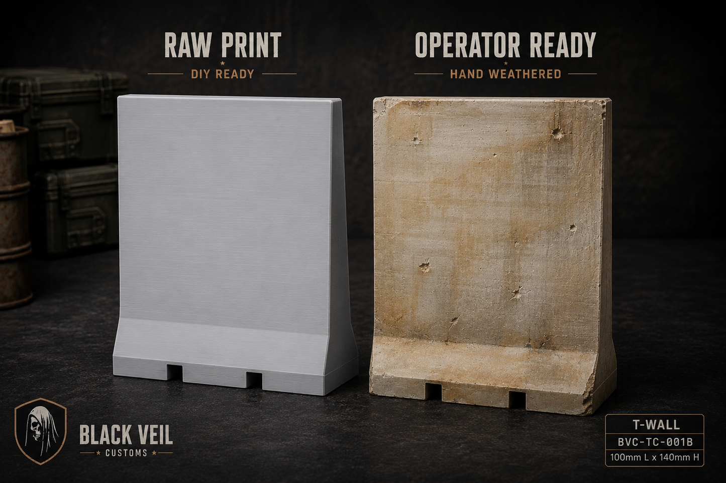 Tactical Barrier System | T-Wall — 1/12 Scale