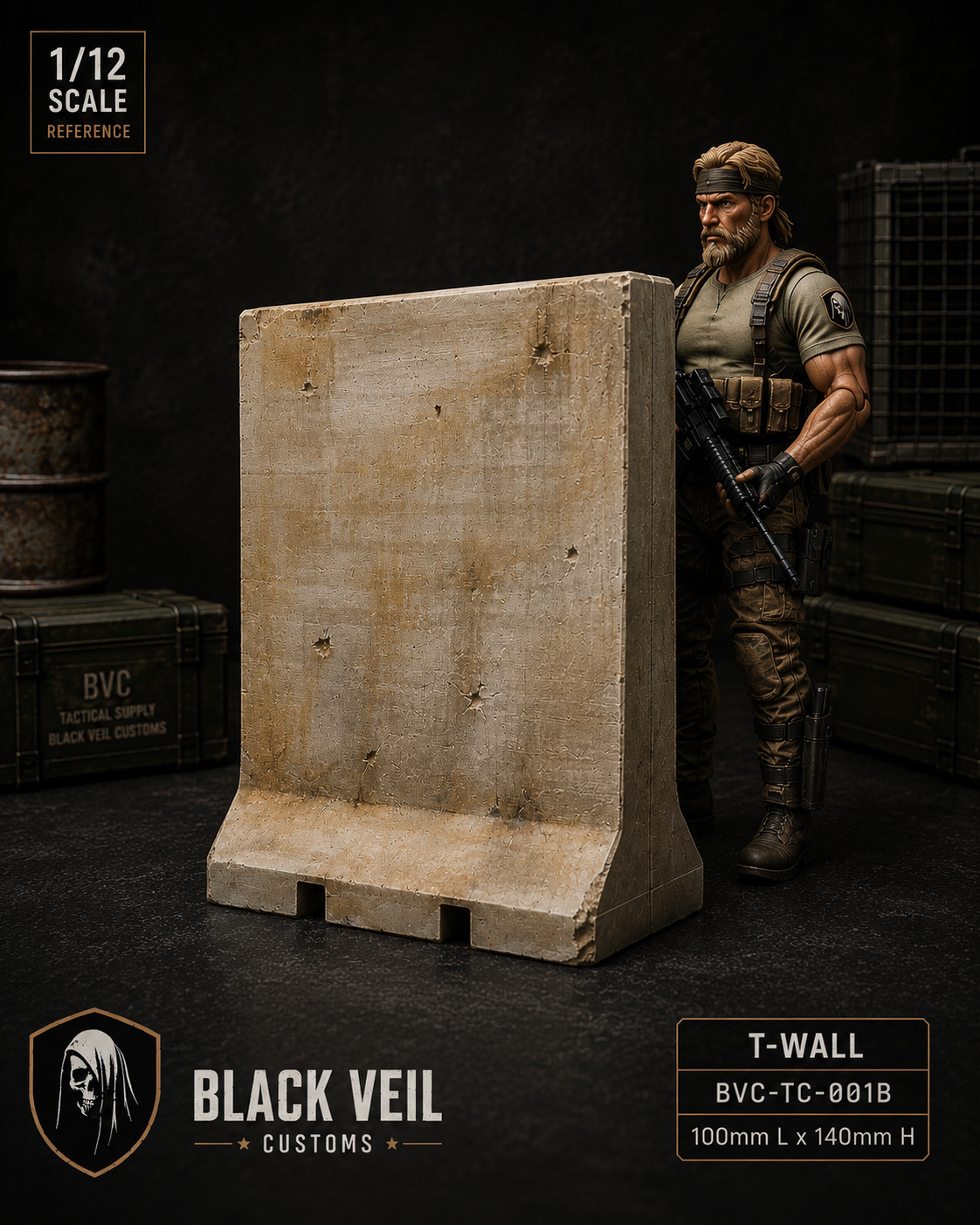 Tactical Barrier System | T-Wall — 1/12 Scale