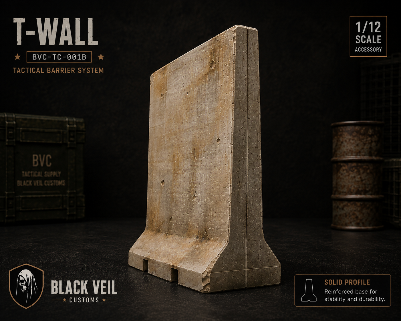 Tactical Barrier System | T-Wall — 1/12 Scale
